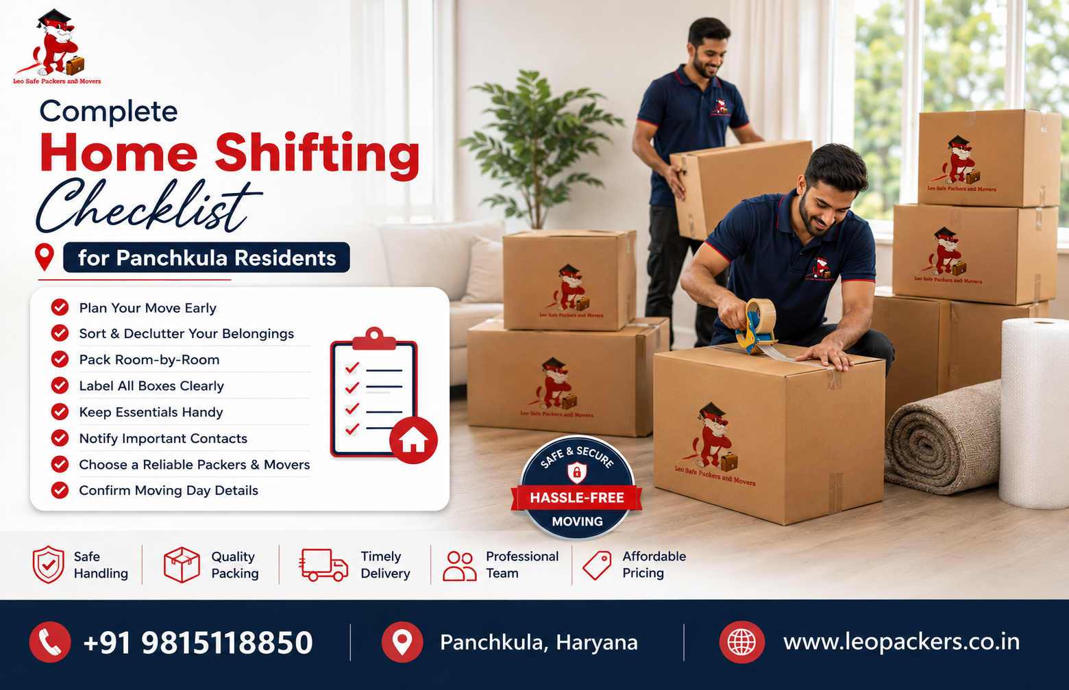 Complete Home Shifting Checklist for Panchkula Residents