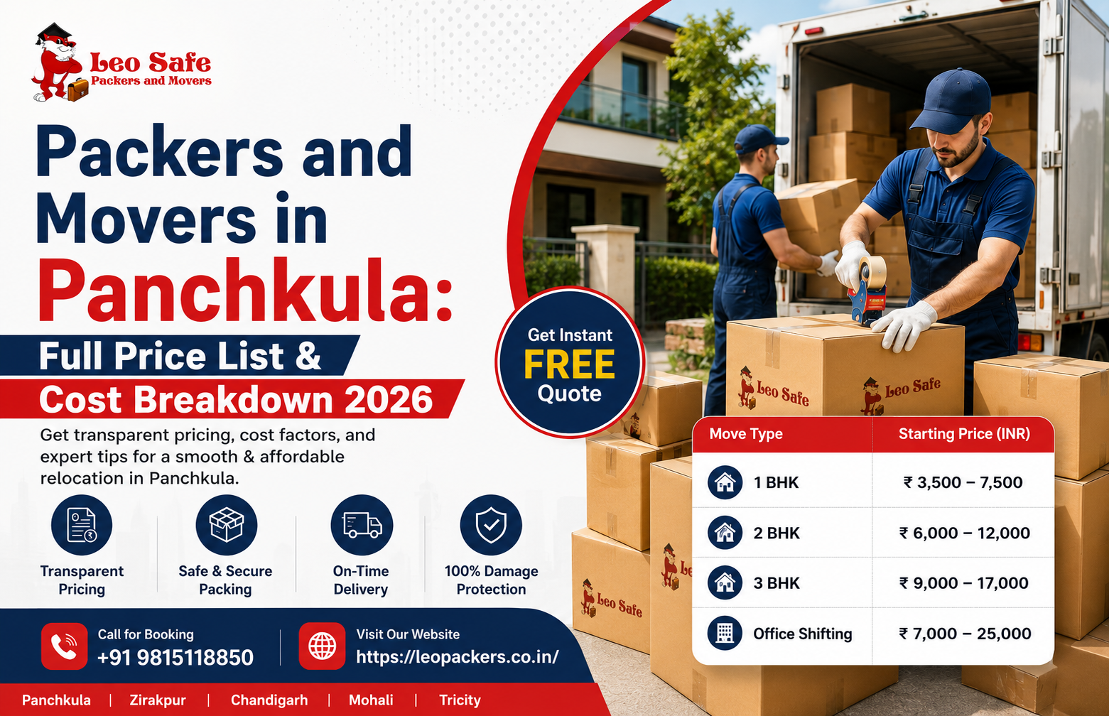 Packers and Movers in Panchkula Full Price List